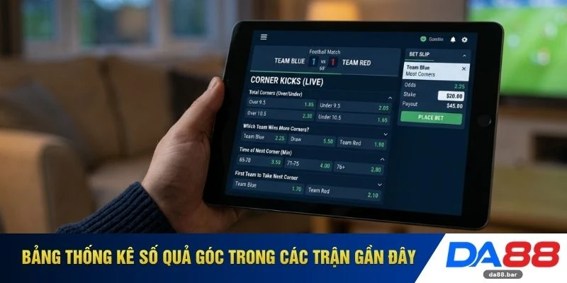 Kèo Phạt Góc - Top Chiến Thuật Cá Cược Góc Luôn Thắng 2026 4 Bảng thống kê số quả góc trong các trận gần đây